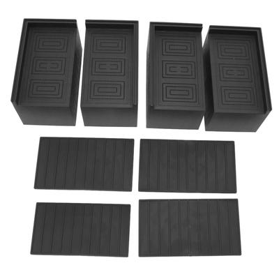 4pcs Furniture Riser Black Enlarged Widened Rectangle Rubber 3in Furniture Leg Mat for Home