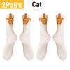 1/2Pair Cartoon Cute Dog/Cat Balls Cotton Socks Lolita Knitting Socks Women Girls Middle Tube Sleep Sock Pet Print Floor Sock