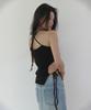 Lonkeu Tie-Up String Knit Top (Black)