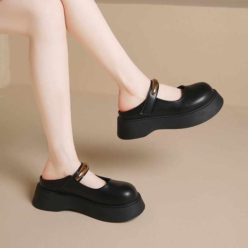 Mode CRLAYDK Damtofflor Slip-on Rygglösa Promenad PU Läder Loafers Kardborretofflor Casual Dam Höjdökande Slides