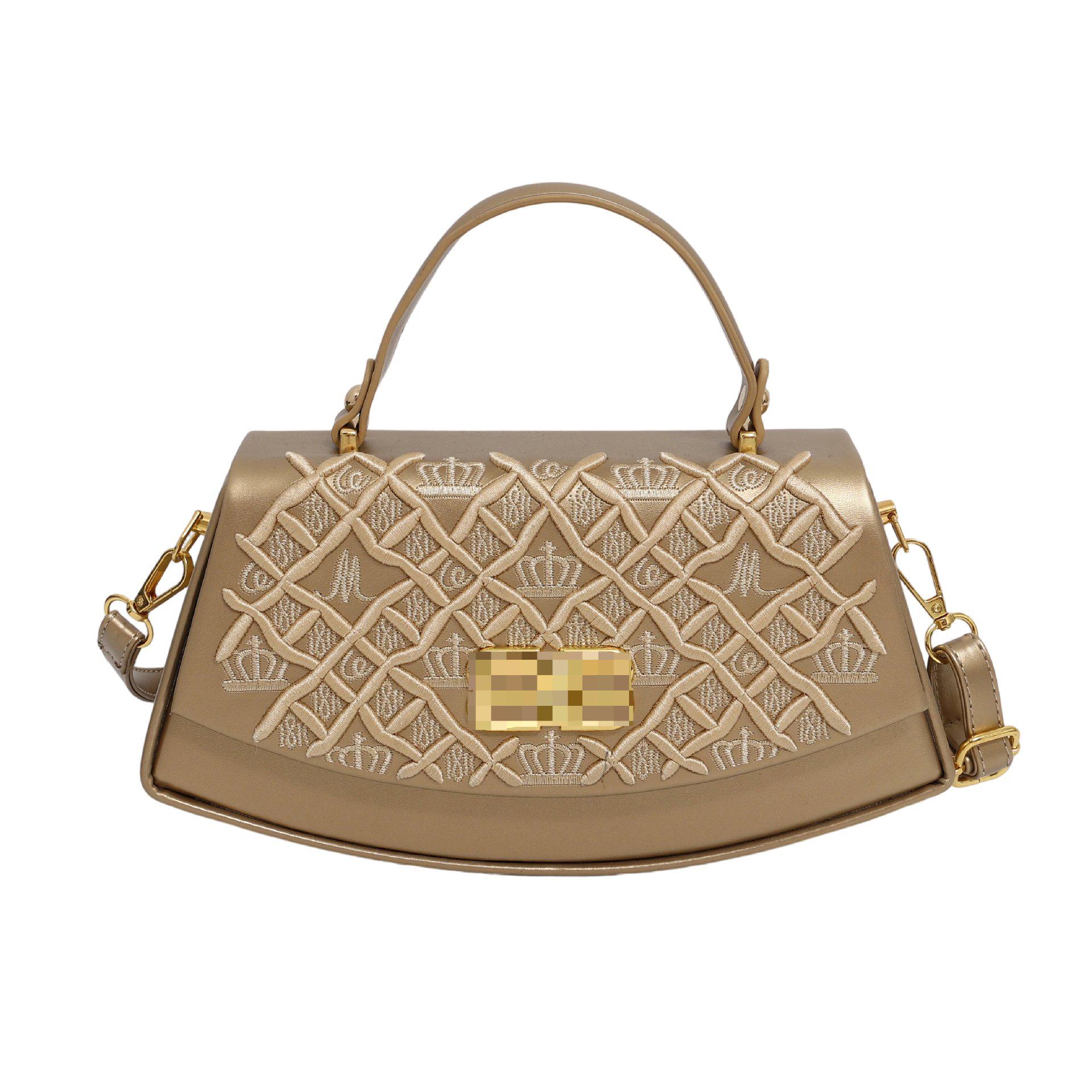 

Trendy Retro Minimalist Crossbody Bag: Unique Textured Small Shoulder Bag One Size золотий