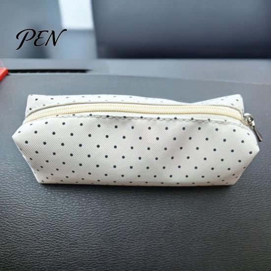 Large Capacity Pencil Case Polka Dot Case, Fabric Stationery Organizer Pouch, Cute Makeup Versatile Canvas Storage Bag Zipper Closure Pen for