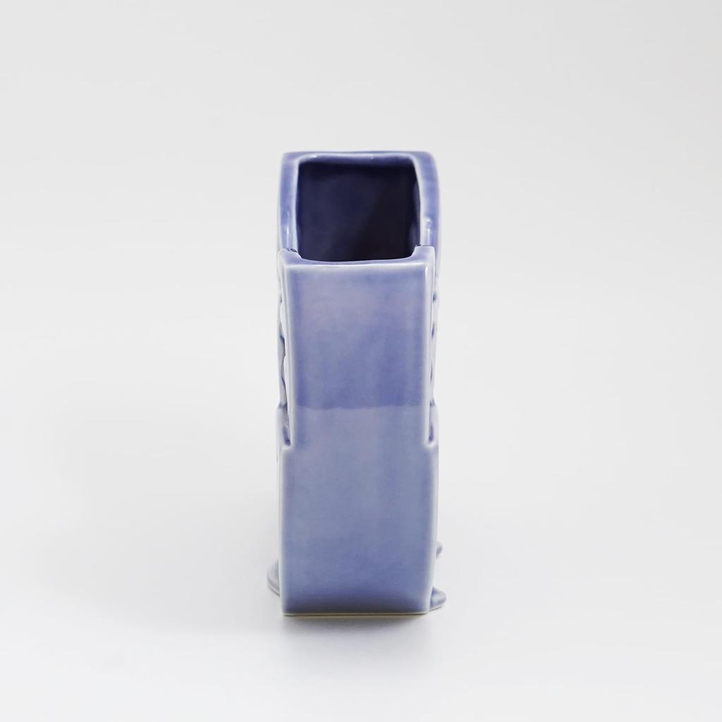 Fukubeya Kutani Ware Qinghai Wave Pattern Mosquito Coil Holder Double Used As a Vase Japanese Modern Ceramic Interior (Purple)