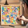 DIY Drewniany Kolorowanka Kot Malowalny Kreatywny Ręcznie Robiony Ramka na Puzzle ze Zdjęciem Do Dekoracji Domu Miłośnik Rzemiosła