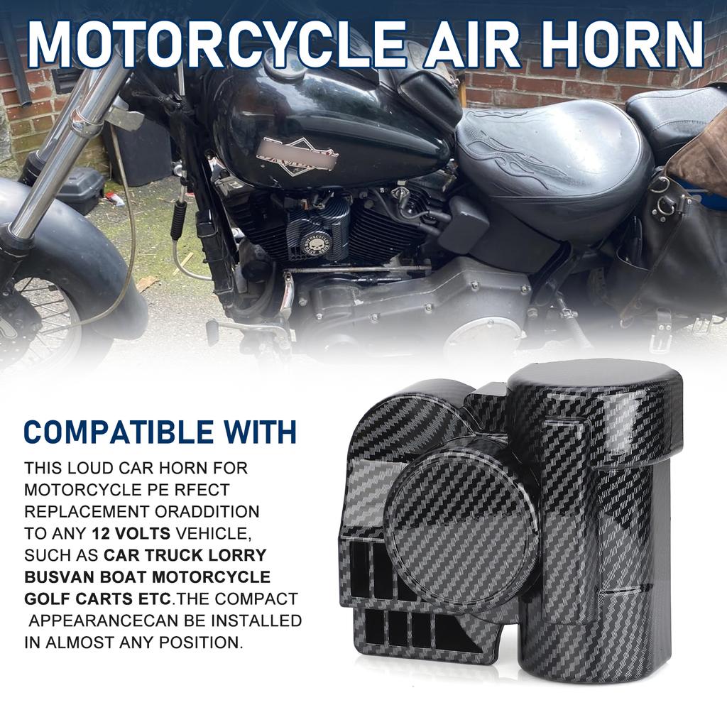 Carbon Fiber Pattern Universal Loud 12V 150db Horn Electric Snail Horn Waterproof Horns Siren for Car Motorcycle Truck SUV Boat