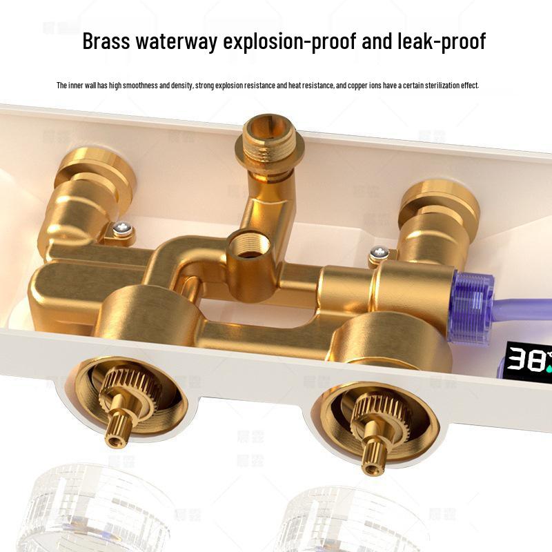 Pressurized All-Copper Shower Head with Gray Digital Display and Storage Set