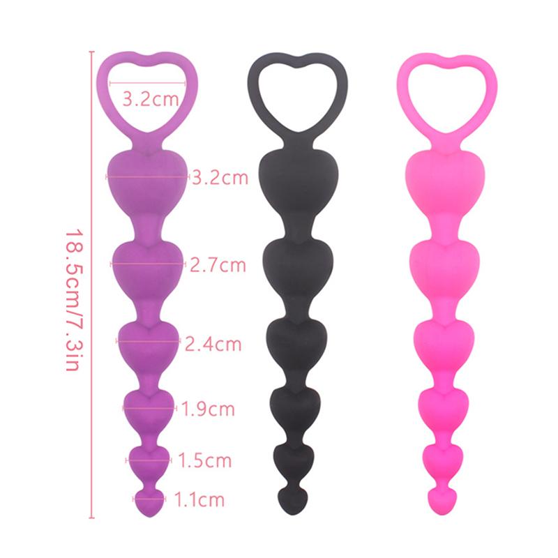Soft Silicone Heart Beads Anal Plug Big Balls G-Spot Stimulating Butt Plug for Couples Adult Sexy Anal Masturbator Anus Toys