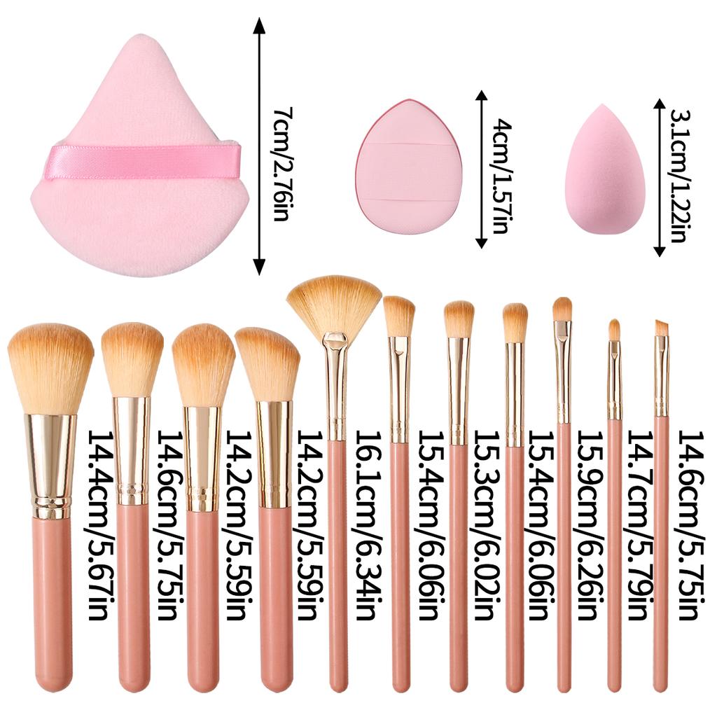 11 makeup brushes +4 sponge powder puffs +4 mini beauty eggs, non-latex, reusable, multi-functional daily travel makeup tools