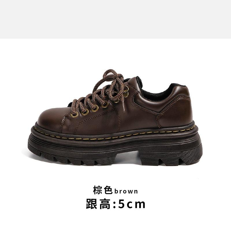 

Soft leather version~ platform Martin shoes women s autumn 2025 new small leather shoes heightened derby shoes British style single shoes 42
