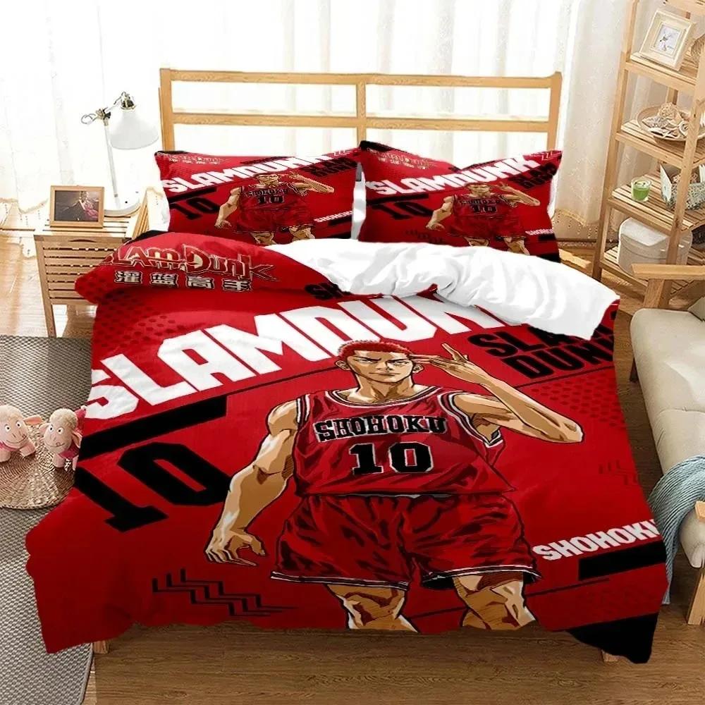 Anime Slam Dunk Cartoon Bedding Set Boys Girls Twin Queen Size Duvet Cover Pillowcase Bed Kids Adult Fashion Home Textile