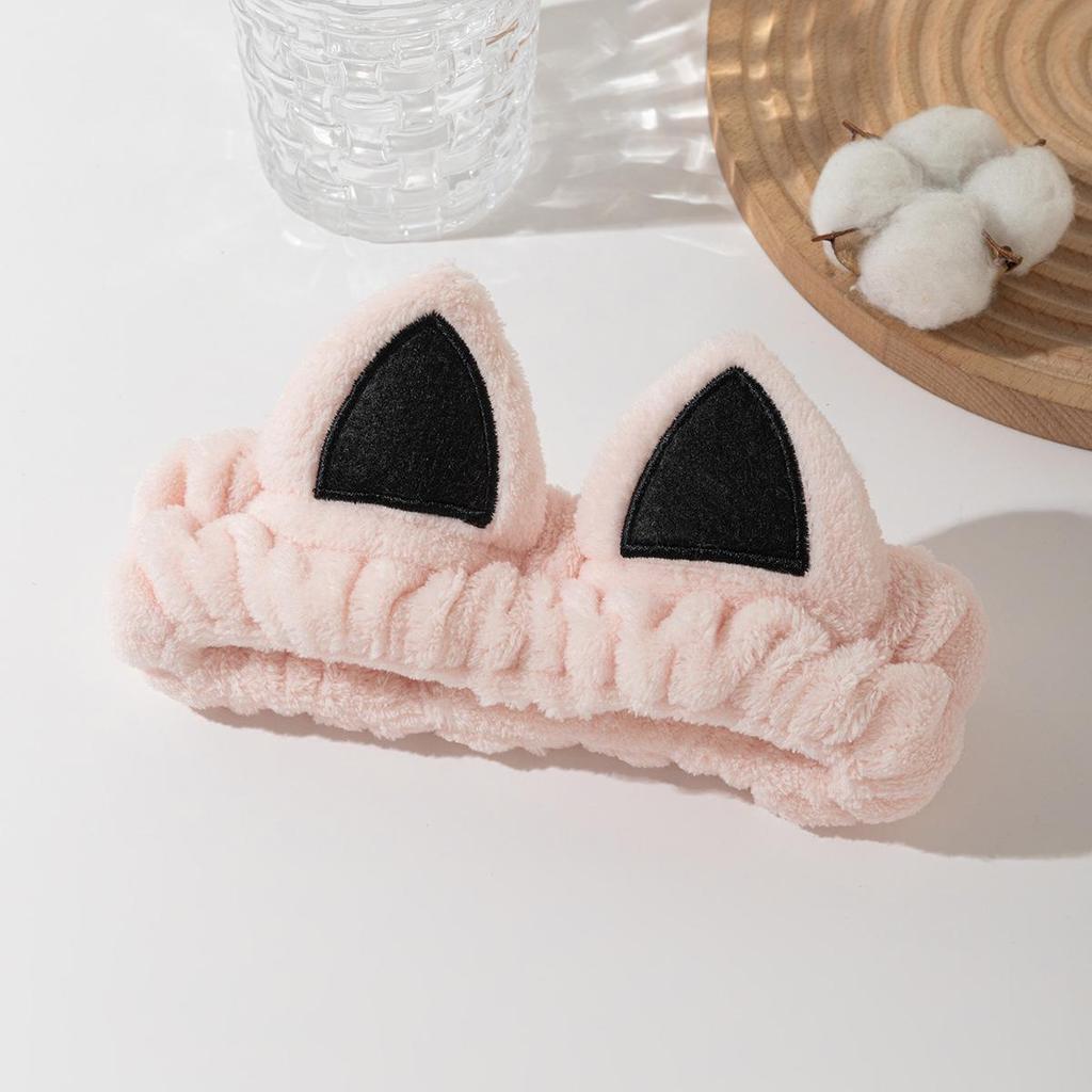 Korean Style Cartoon Cat Ears Coral Fleece Non-Slip Hair Tie Headband for Women