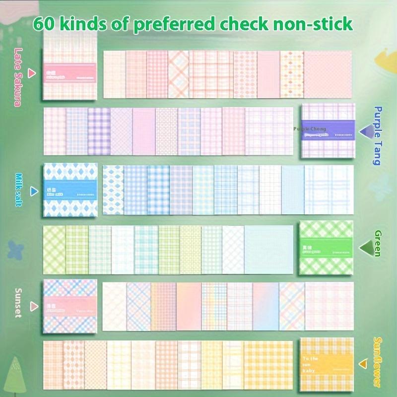 Box of 200 Thick Sticky Notes with Plaid Tribal Design, 6 Series Colors Ideal for Marking Errors Indexing and Note-Taking for School and Office Use