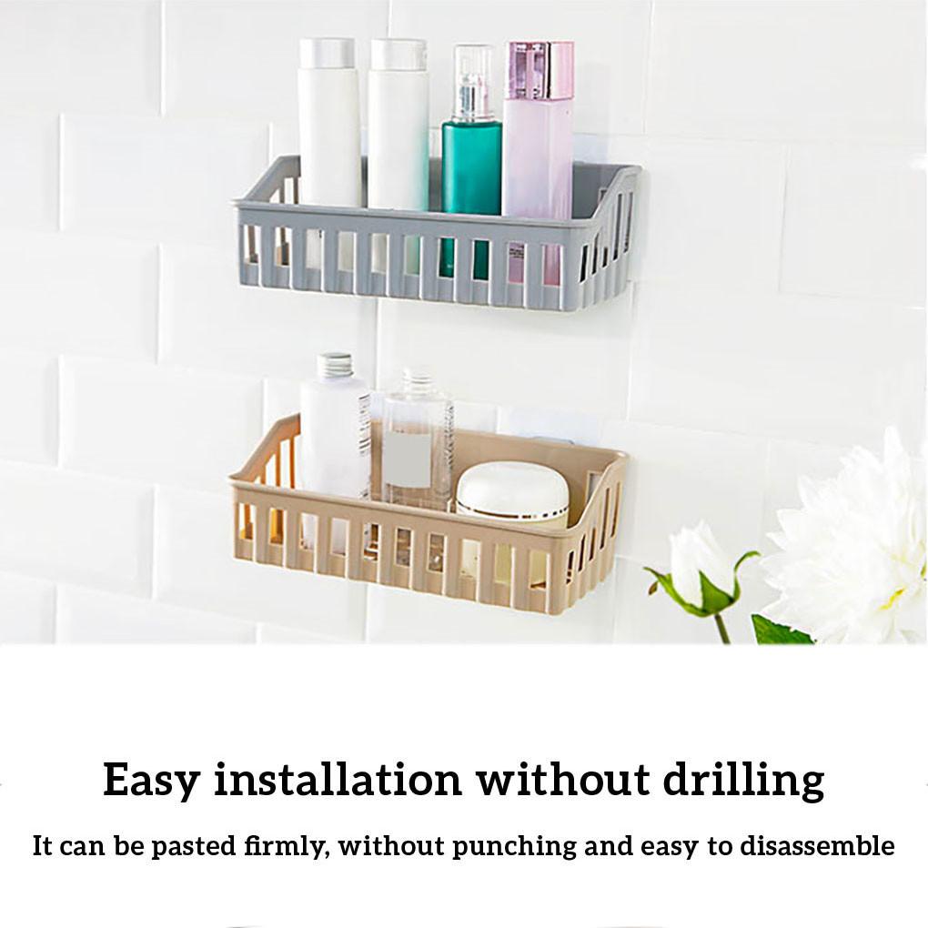 Wall Mounted Kitchen Storage Rack Toilet Bathroom Plastic Sundries Shelf Hollow Drain Stand