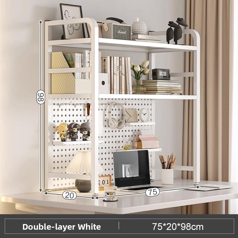Multi-Layer Desktop Hole Board Storage Rack Stand up Computer Desk Organizer Student Dormitory Bookcase Horizontal Shelf Holder