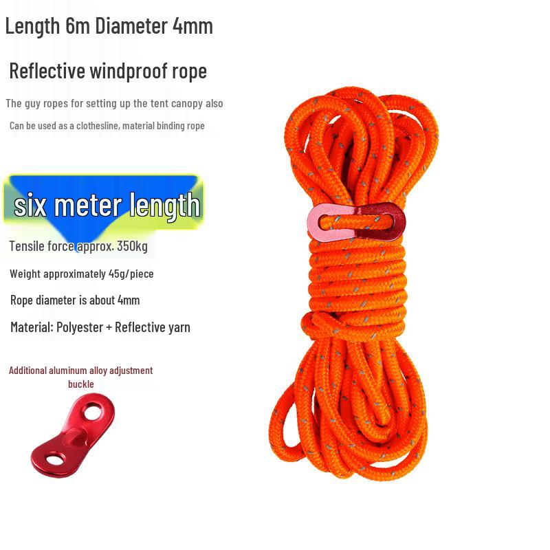 Reflective Wind Rope for Camping Tents - 4mm & 6mm Guy Rope