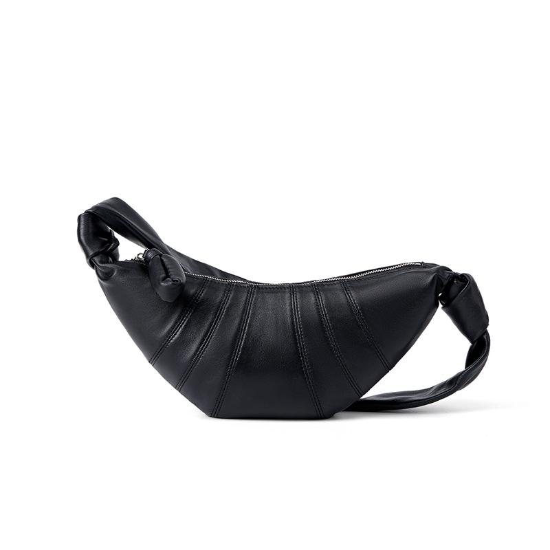 Niche first-layer lambskin diagonal span Lazy croissant leather single shoulder diagonal span dumpling bag girl