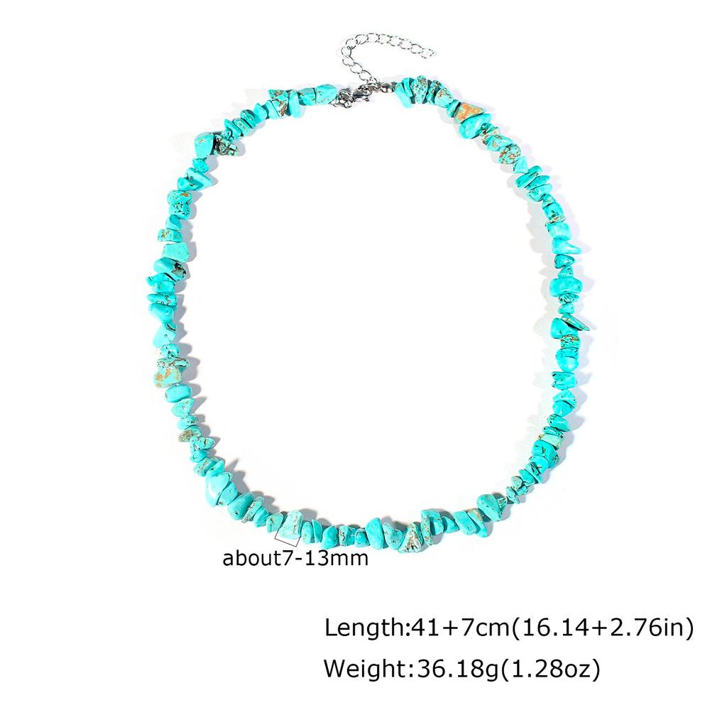 Naure Stone Turquoises Crystal Beaded Choker Necklace for Women, Fashion Irregular Bohemian Healing Crystal Choker Jewelry