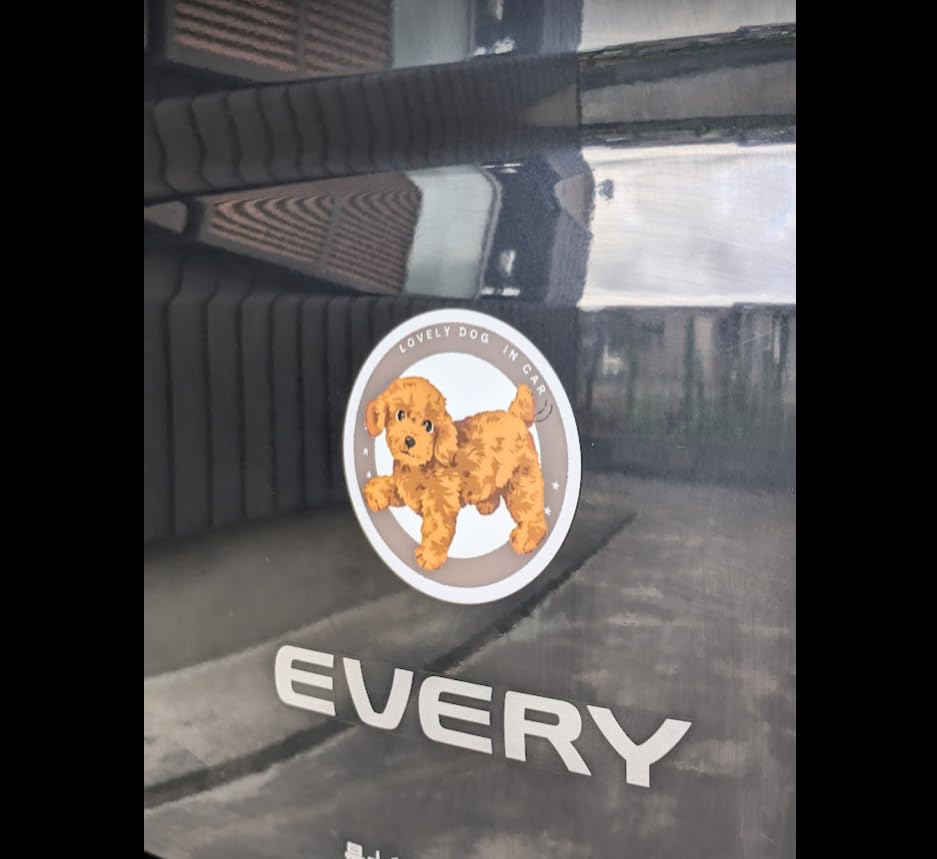 Rakunasu Car Sticker Dog Toy Poodle Magnet Type Weatherproof Resistant Pet Round Magnet