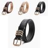 Womens Minimalist Pu Leather Belt With Alloy Pin Buckle And Vintage Stone Detail For Daily Wear