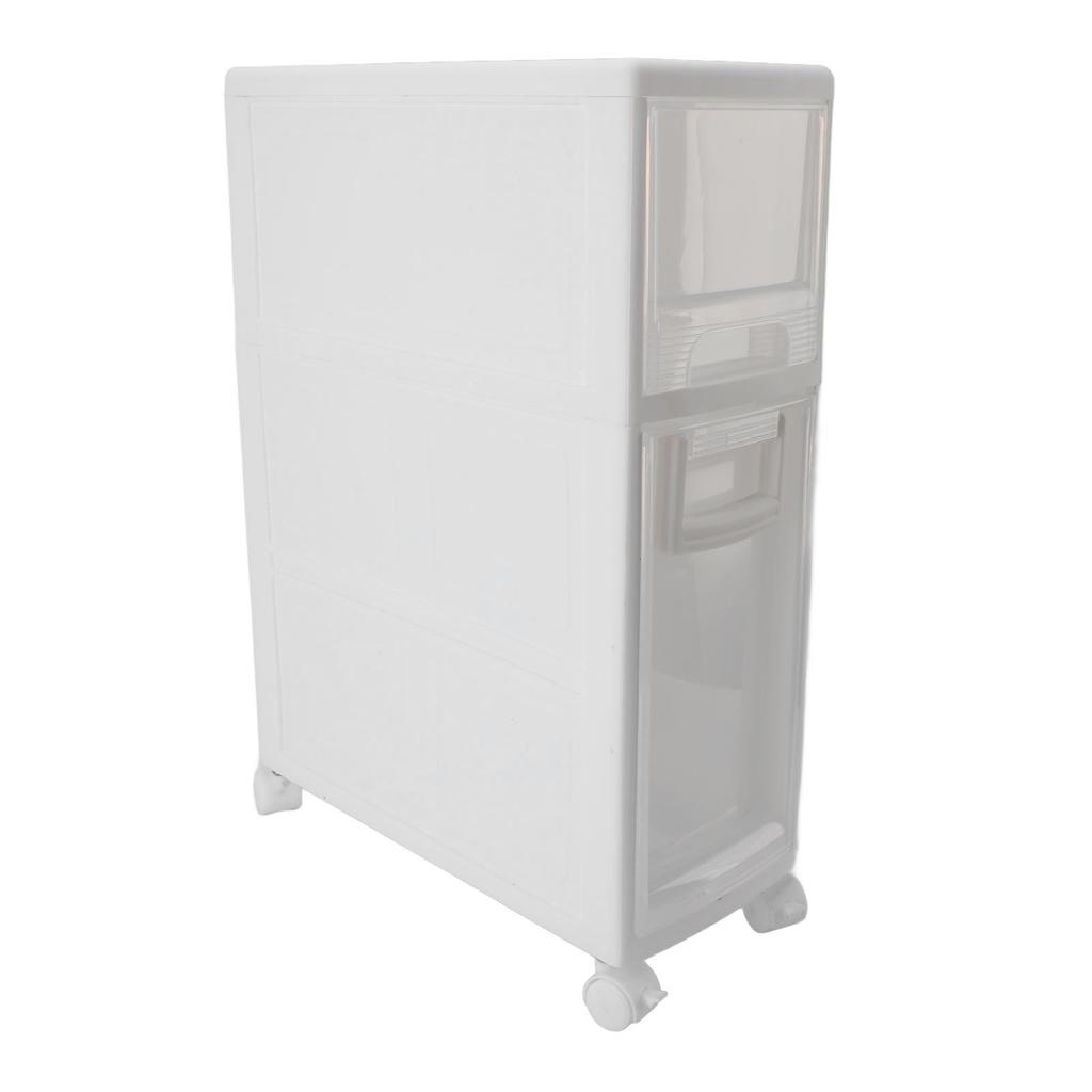 Bathroom Storage Cabinet Plastic Narrow Slim Organizer Small Corner Cabinet with 2 Drawers and 4
