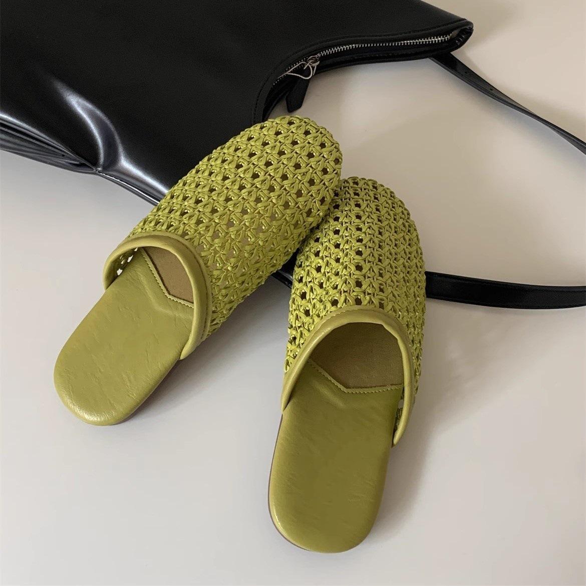 

In the summer of 2025, the new woven breathable one-pedal Muqin Birken shoes wear flat-bottomed bag head and half slippers 40 зелений