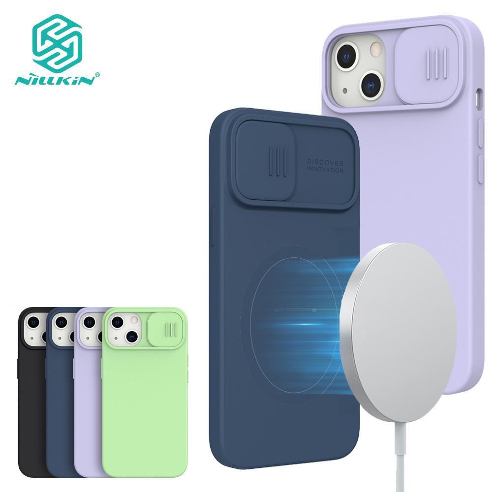 

Nillkin CamShield Шелковистый магнитный силиконовый чехол для телефона для iPhone 13 с защитой конфиденциальности камеры, слайдер на подкладке из микрофибры, флокирующийся, против падения