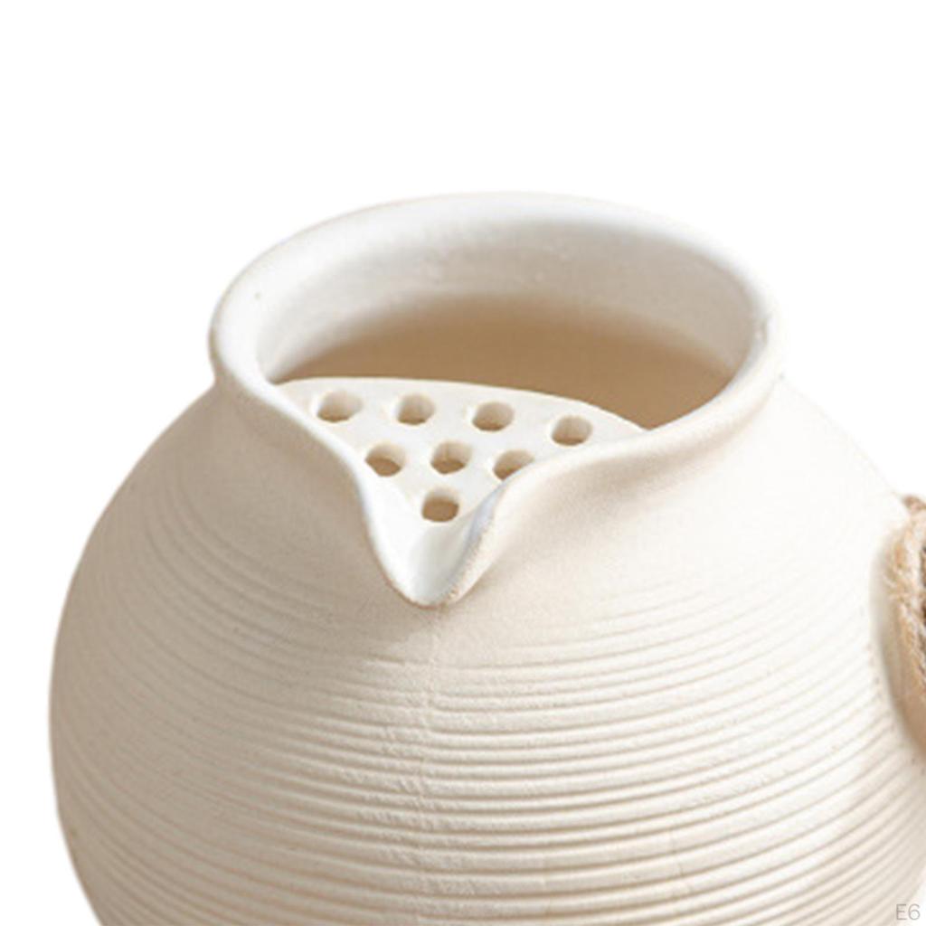 Ceramic Teapot Porcelain Tea Pot Maker Kettle with Rope Wrapped Handle for Household