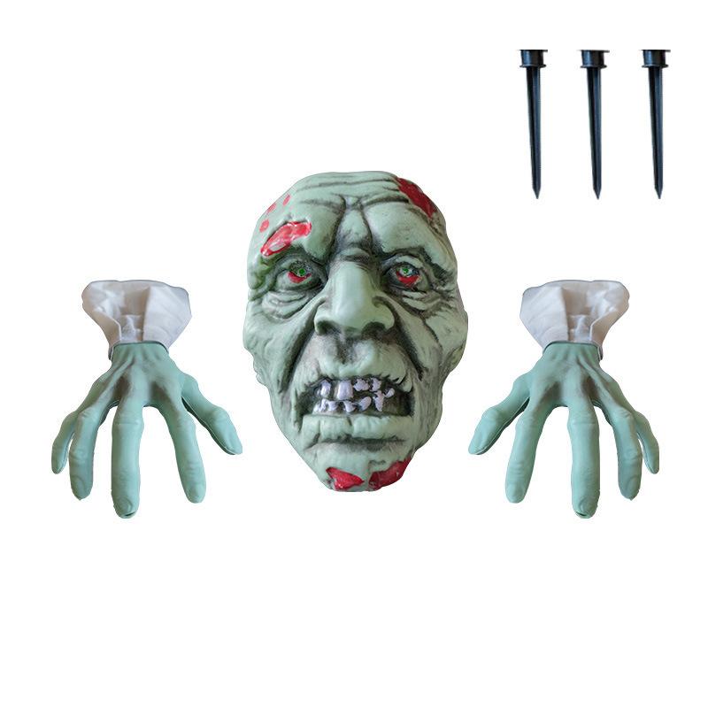 

Halloween Green Ground Insert Skeleton Set Horror Grass Decoration Haunted House Secret Room Scene Layout Props 3 Pcs зелёный