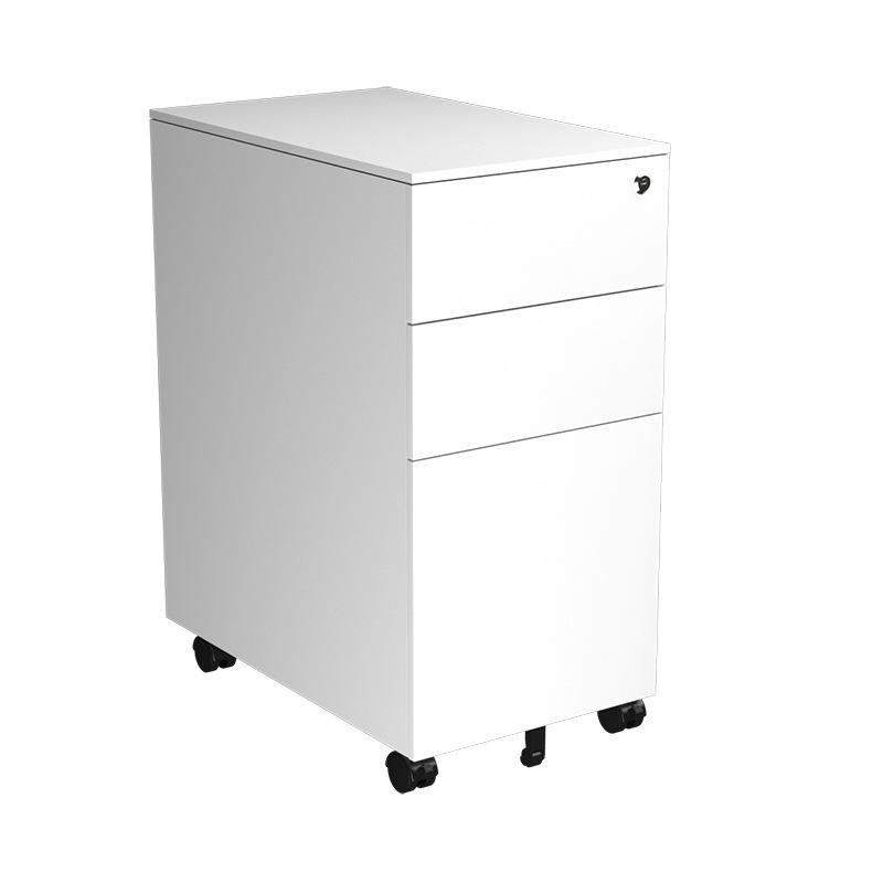 Steel Three-Drawer Mobile Office Cabinet with Lock, Under Desk Storage Solution