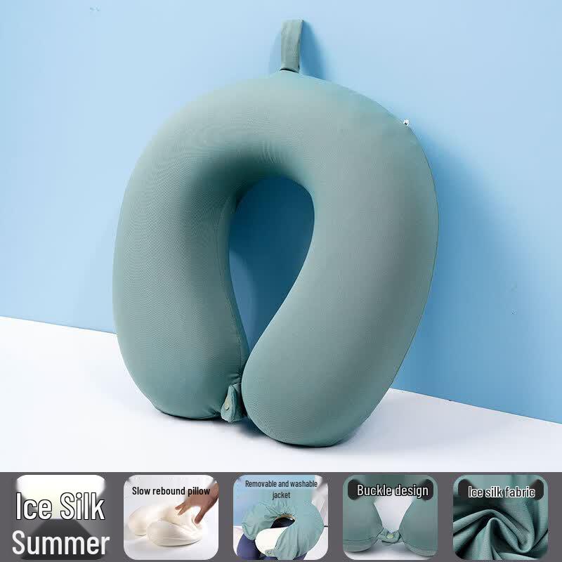 Portable Ice Silk U-Shaped Travel Neck Pillow Set