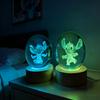 Anime Stitch Crystal Ball Mini Night Wooden Lamp Warm Light/7 Colors Desk Decoration Room Boy Girl Birthday Gifts 3D LED Round Sensory Compression