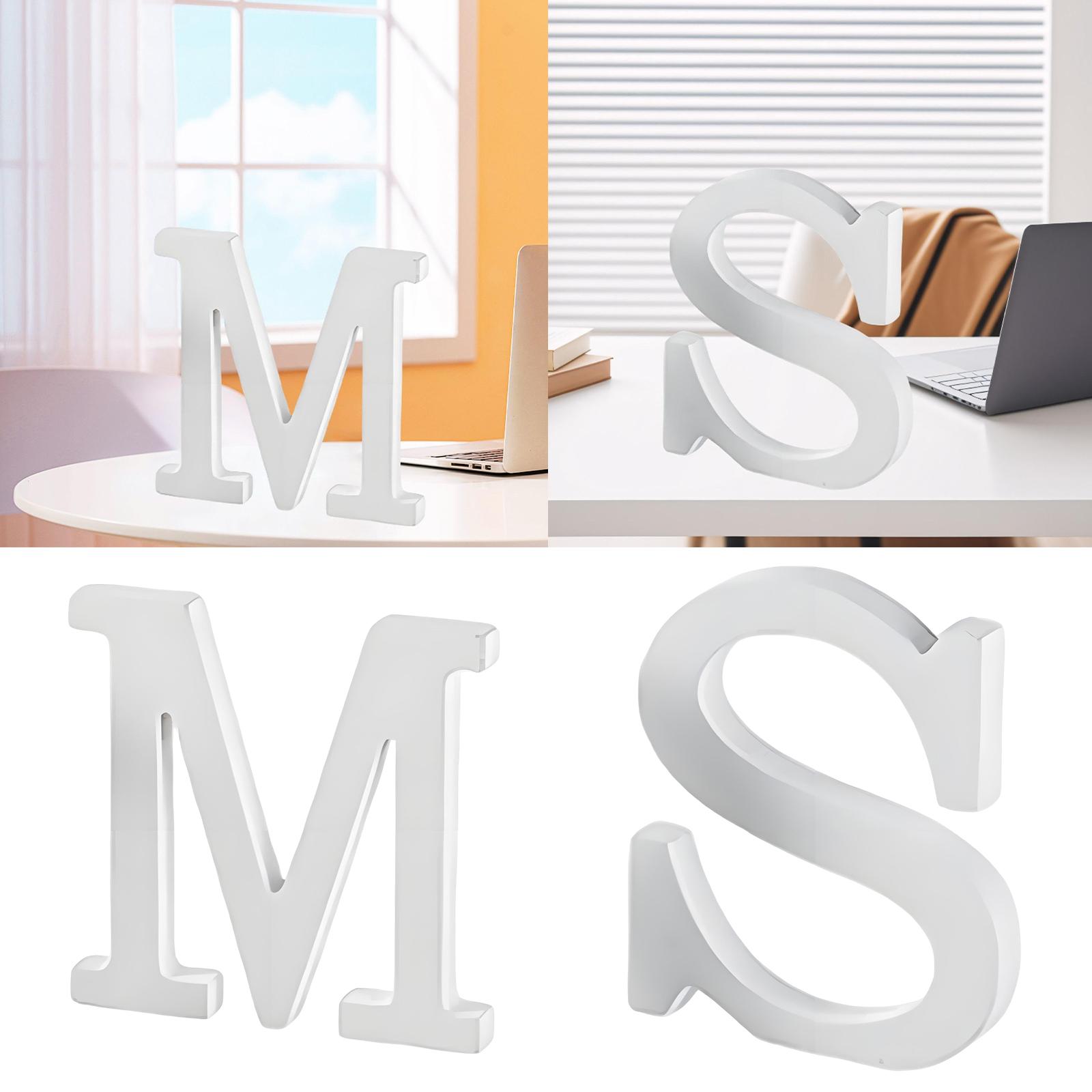 

White Wood Letter Collectible Creative Ornament for Living Room Shelf Party S