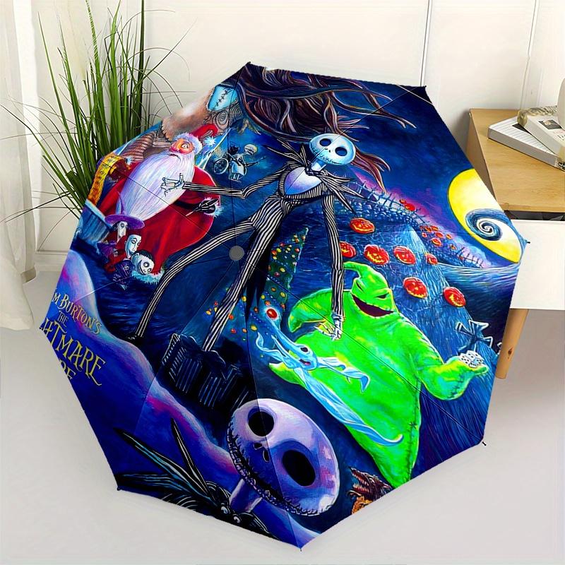 

Nightmare Before Christmas,Tim Burton Themed Automatic Opening and Closing Folding Umbrella, Reinforced 8 Ribs, Compact Travel Design, Fashi