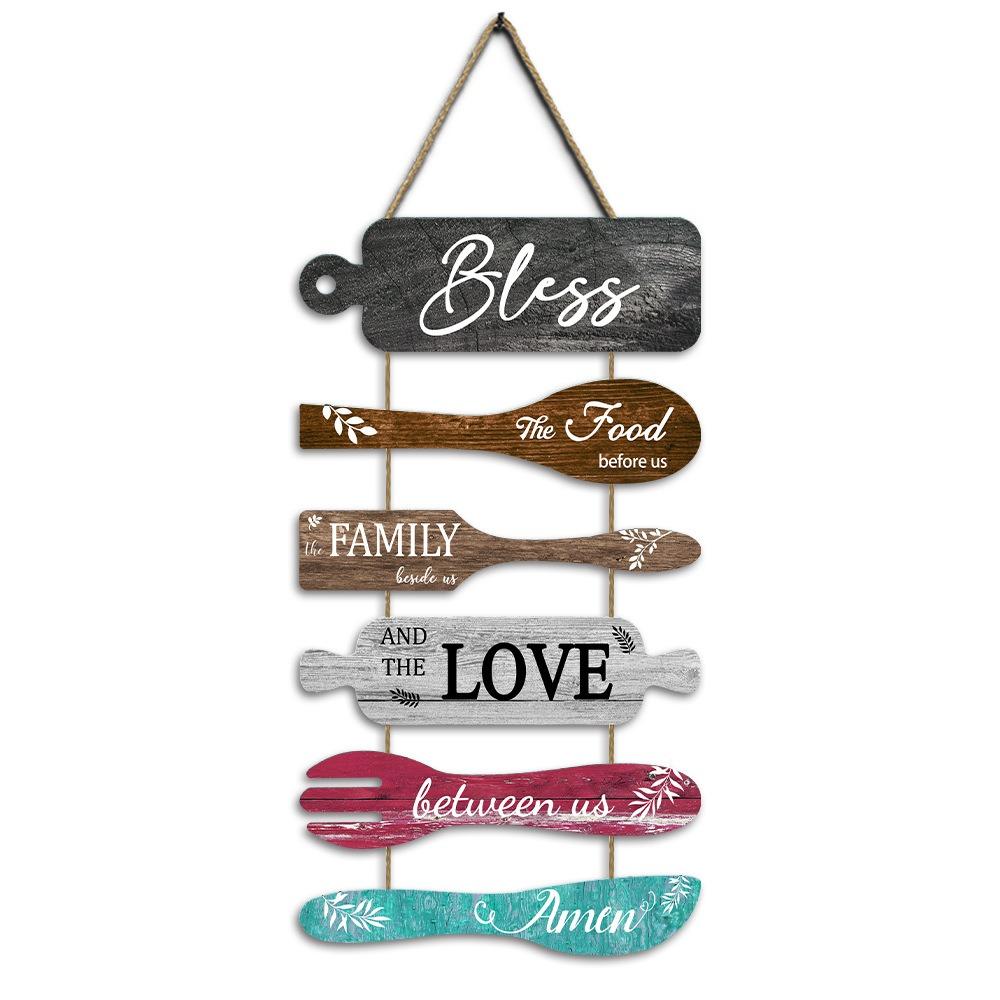 Bless The Food Before Us Wall Art Wooden Hanging Sign Large Wall Hanging Tag  Dining Room Bedroom