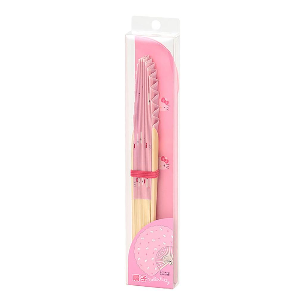Sanrio Hello Kitty Folding Fan Bamboo and Includes a convenient carrying case (Main Unit Paper, Case Polyester) (Product Number 493325)
