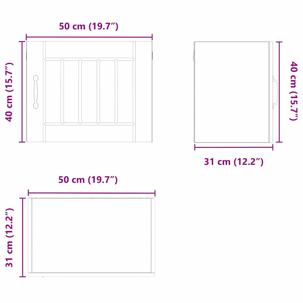 Wall Cabinet LUCCA Reclaimed Wood Look 50 X 31 X 40 Cm Particleboard