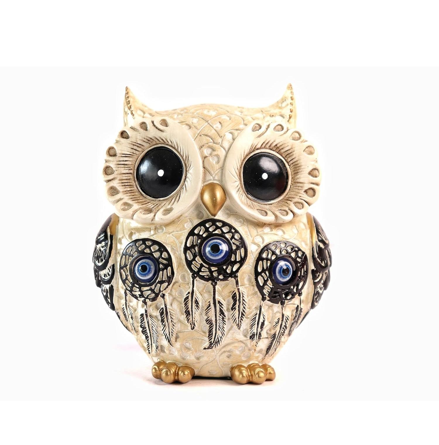 

The Spiritual Living Owl Statue for Good Luck II Aesthetic Resin Owl Art Figure Showpiece 4 Inch