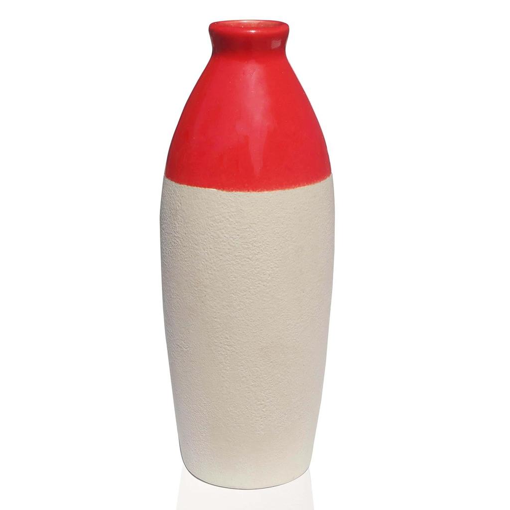 Handgefertigte rote Keramik-Blumenvase in Flaschenform (9,75 Zoll) für Heimdeko, Wohnzimmer, zum Verschenken, dekorative kleine Vase (Blume NICHT enthalten)