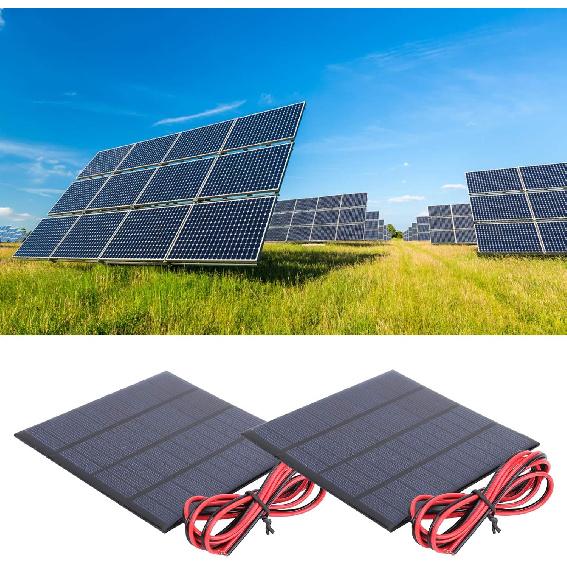 Hilitand 2Pcs DC 12V 150mA Solar Panel Mini Solar Battery Module with 1m Cable DIY Polysilicon Solar Cell Charger