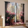 2 Pcs Windowsill Rose Print Curtains,suitable for Bedroom,living Room Kitchen Decoration,home Decoration,window Decoration