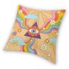 Retro Hippie Boho Rainbow Square Pillowcase Polyester Linen Velvet Creative Zip Decor Throw Pillow Case Sofa Seater Cushion 18"