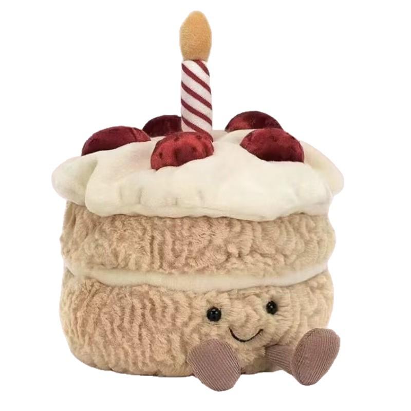 UK Rainbow Cherry Birthday Cake Plush Doll - Cute Creative Gift for Girls