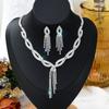 1 Conjunto de Colar de Corrente com Garras Inlay de Cobre da Moda, Brincos, Conjunto de Joias, Necessidades Diárias para Banquete de Casamento de Mulheres, Festa
