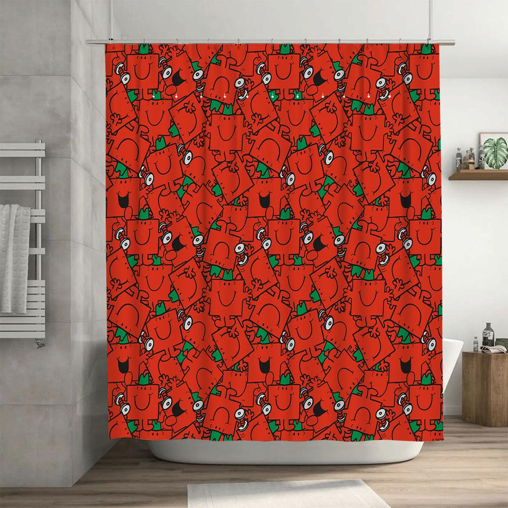 Adorable Red Cartoon Shower Curtain With Cute Animal Pattern For Bathroom Decor Universal Size 180X215Cm Free Shipping From Alie