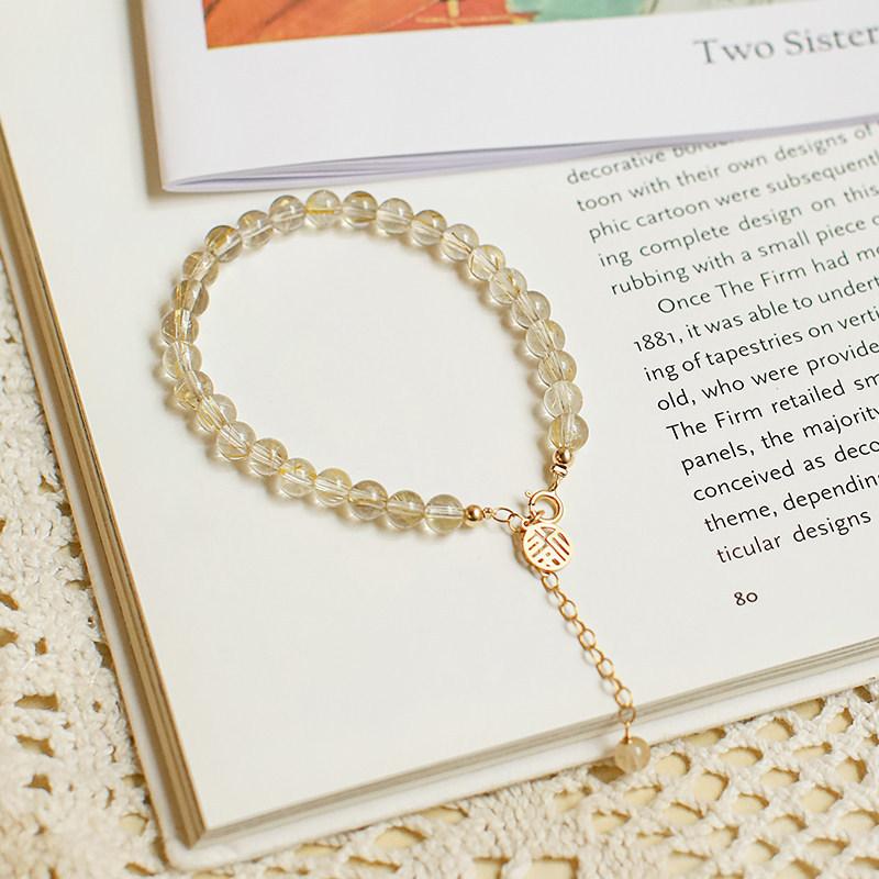 

Natural Golden Rutilated Quartz Bracelet for Women, Citrine Fortune Bracelet, Lucky Charm for Wealth and Prosperity Gift Golden Rutilated Quartz F