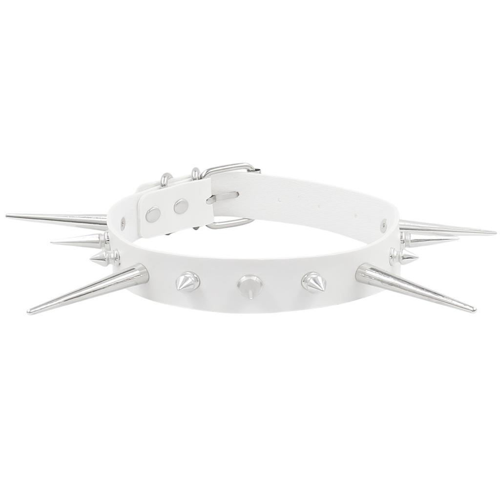Eco-friendly PU Leather European and American Fashion Punk Style Gothic Long and Short Rivets Spikes Exaggerated Collar Collar Necklace Necklace
