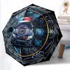 Police Technology Emblem Pattern Umbrella, Portable and Foldable Design, 8 Ribs, a Casual Accessory for Halloween, Christmas, and Birthday Gifts.