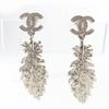 Great Pierce Rhinestone COCO Mark Feather Motif Silver Women B25S ABF701 Used