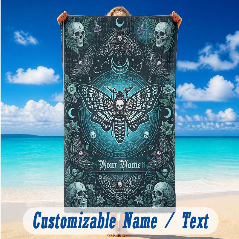 Fantasy Magic Theme Beach Towel Personalized Custom Name & Text Soft Quick Dry Beach Towel for Swimming Travel