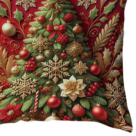 Christmas Pillow Cover 18x18 Inch Santa Reindeer Cushion Cover with Hidden Zipper Tree Snowman